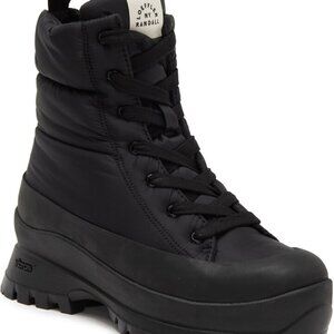 Loeffler Randall Davey Black Quilted Lace Weather Vibram Sole Boot  Sz: 10
